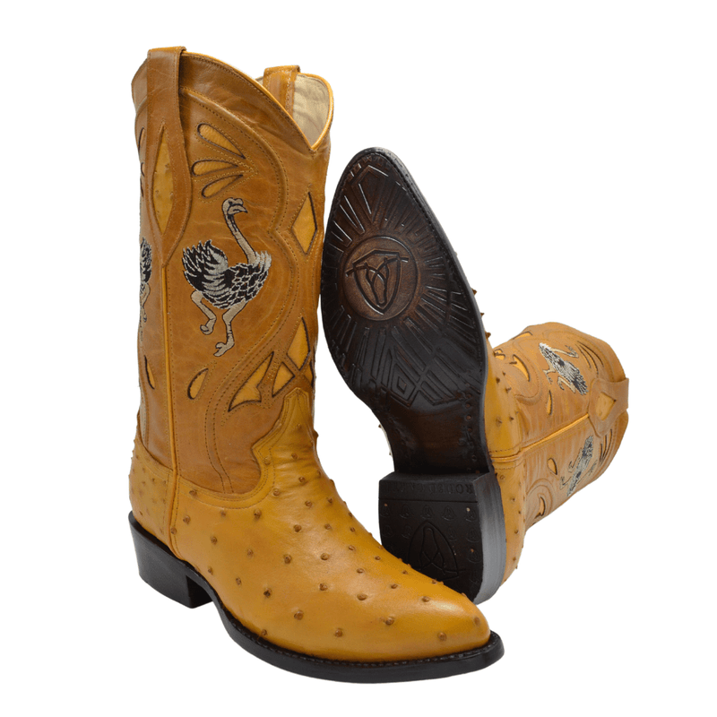 Load image into Gallery viewer, JB903 J Toe Original Ostrich Cowboy Boots Mantequilla

