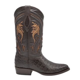 JOE BOOTS 908 Brown Men's Western Boots: J Toe Cowboy boots in Genuine Caiman skin