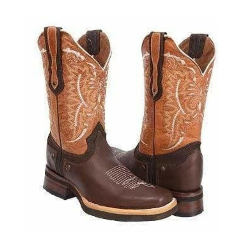 Load image into Gallery viewer, Joe Boots 512 Brown Combo Men&#39;s Western Boots: Square Toe Cowboy &amp; Rodeo Boots in Genuine Leather with  CB02
