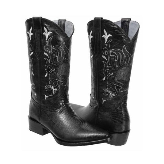 Joe boots 913 Black Men's Western Boots: J Toe Cowboy boots in Lizard tribute Leather