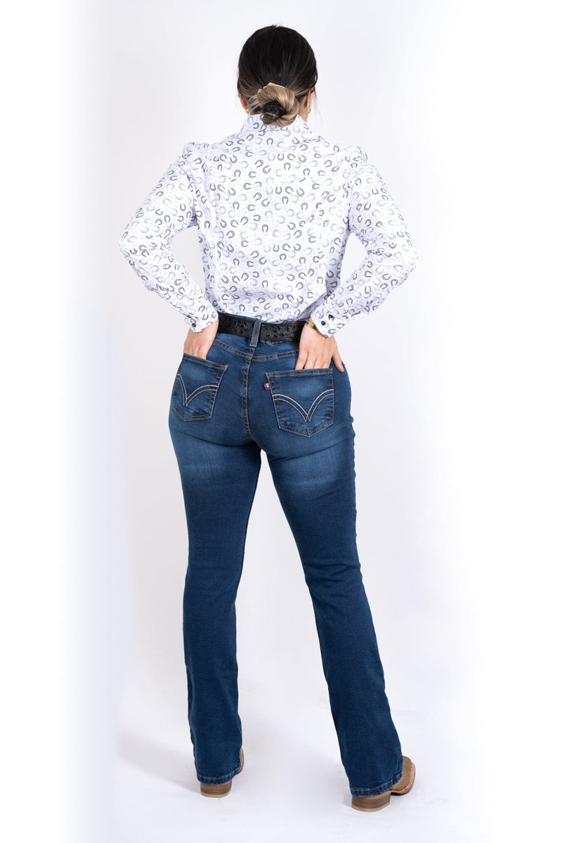 Load image into Gallery viewer, LV Women Light Blue Classic Bootcut Premium Jeans

