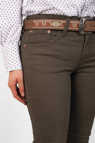 Women Olive Classic Bootcut Premium Jeans