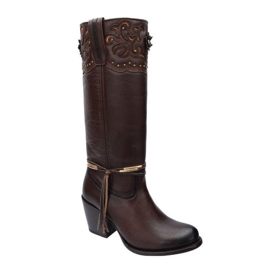 Sofia-High Women Lace Boot Brown