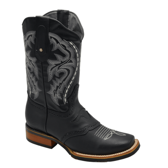 VE-030 BLACK Torito  Men's Western Boots: Square Toe Cowboy & Rodeo Boots in Genuine Leather