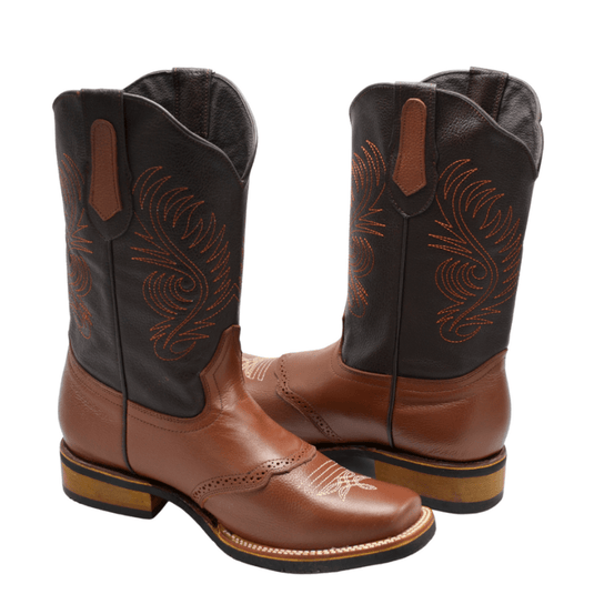 VE-514 Shedron Men's Western Boots: Square Toe Cowboy & Rodeo Boots in Genuine Leather