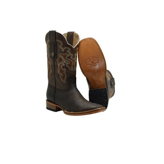 VE522 Brown Rodeo Square Toe Boot Leather Sole
