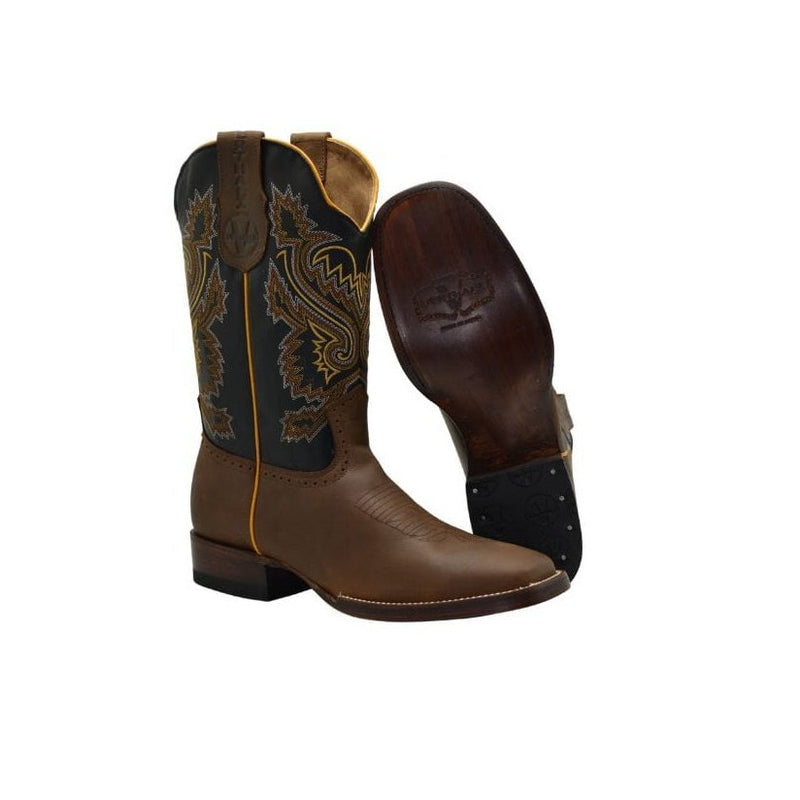 Load image into Gallery viewer, VE522 Tan Rodeo Square Toe Boot Leather Sole
