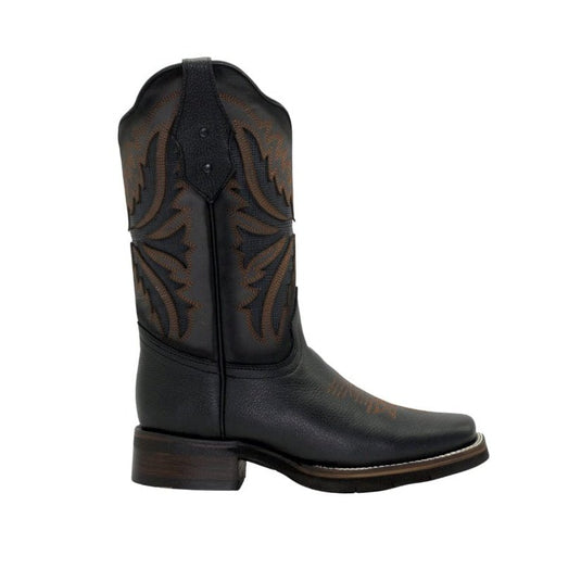 Combo SG518 Rodeo Square Toe Boot Black Rubber Sole with Belt 140