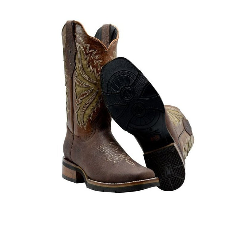 Load image into Gallery viewer, Combo SG518 Rodeo Square Toe Boot Brown Rubber Sole with Belt CB16
