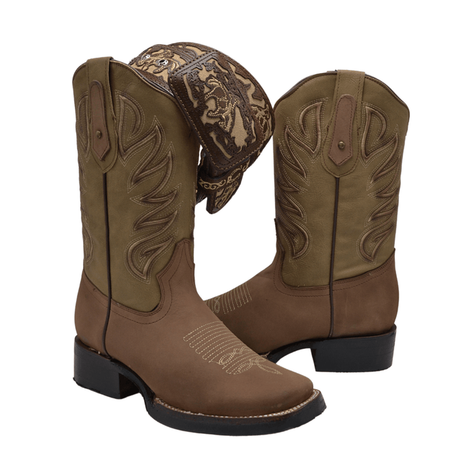 Joe boots 587 Combo Men's Western Boots: Square Toe Cowboy & Rodeo Boots in Genuine Leather Belt CB11