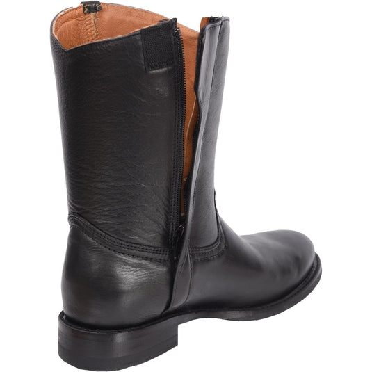 SB1000 Men's Western roper Boots: Round Toe Cowboy boots in Genuine Leather zipper (WIDE EE LAST)